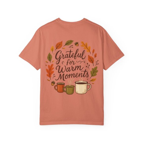 Grateful for Warm Moments T-shirt | Autumn mugs and leaves design - Picture 4 of 5